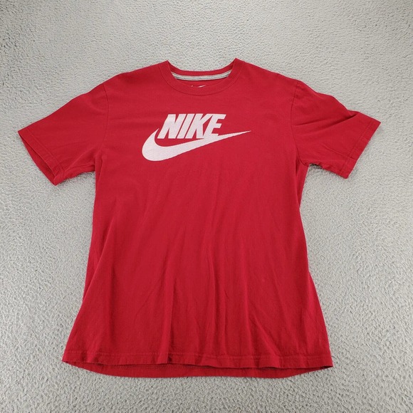 Nike Shirt Mens Large‎ Red Regular Fit Short Sleeve Spell out Swoosh - Picture 1 of 10